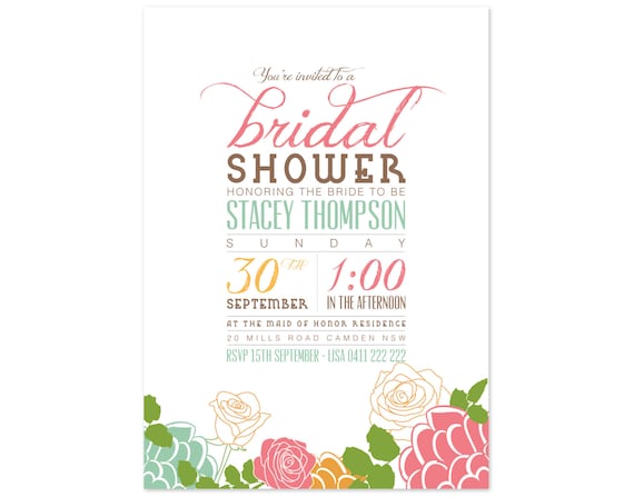 Printable Custom Bridal Shower (or any occassion) invitation - Blossom Il_570xn