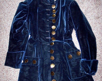 SALE Stunning Antique 1800s Ladies Navy Blue Velvet Waistcoat Steampunk ...