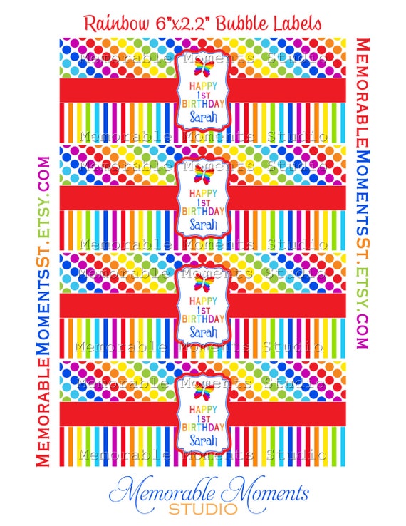 printable bubble labels rainbow butterfly party collection