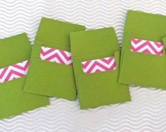 18 teeny tiny envelope chevron note sets handmade miniature mini square green pink stationery party favors wedding guest book