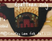 EPATTERN, Sunflower chicken, painting pattern, summer decor, paint your own, digital download