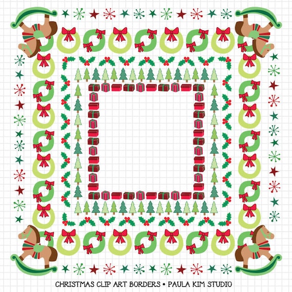 60 OFF SALE Christmas Doodle Border Clipart by PaulaKimStudio