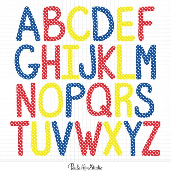 Primary Color Polka Dots Alphabet Letters Clip Art Instant Digital ...
