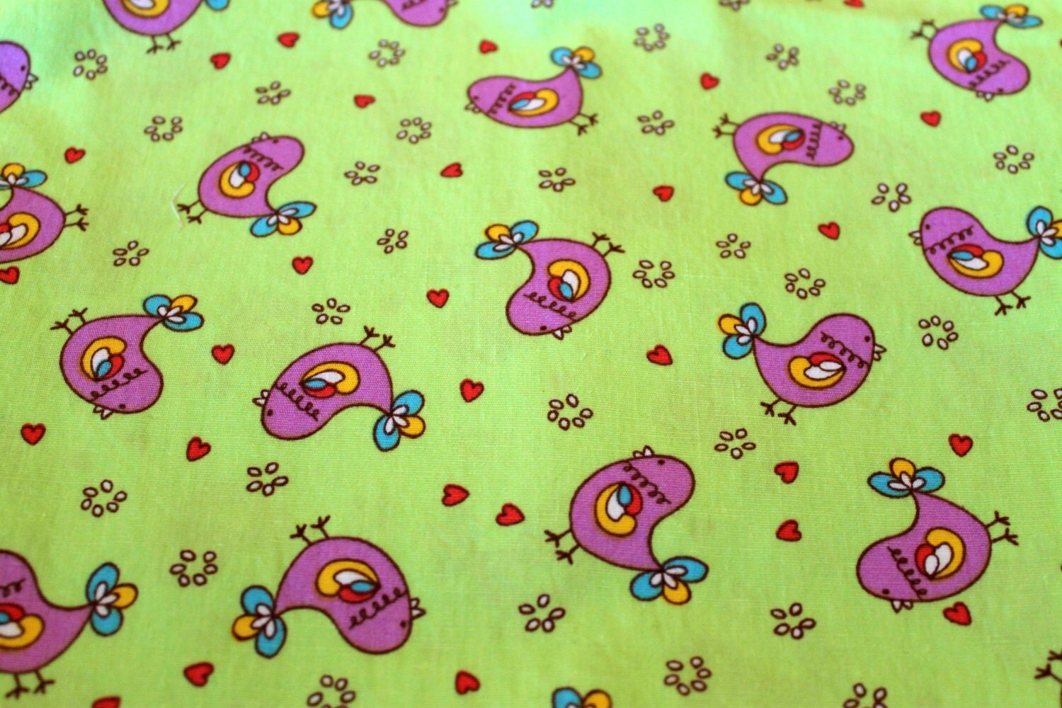 Green Bird Fabric Tweety Birds by Springs by EmbellishByAndrea