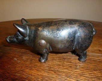 Vintage Cast Iron Pig Bank