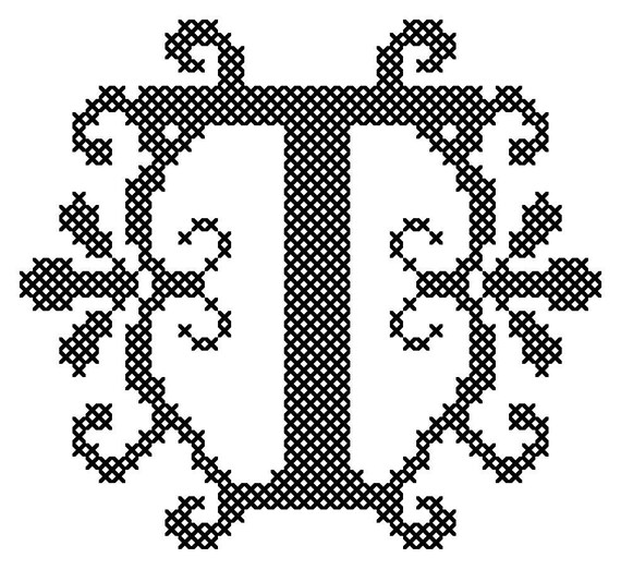 Letter T Cross Stitch/Cross Stitch Monogram/Cross