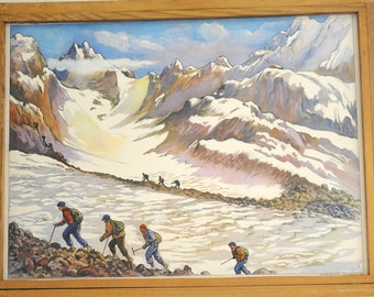 Original Rossignol Vintage French School double-sided poster the Countryside and the Glacier