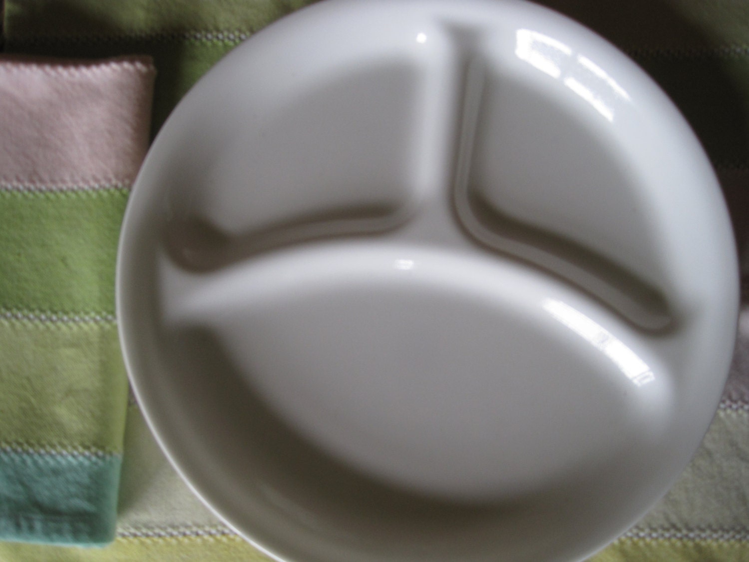 6 Vintage Corelle Divided Dinner Plates Winter Frost White