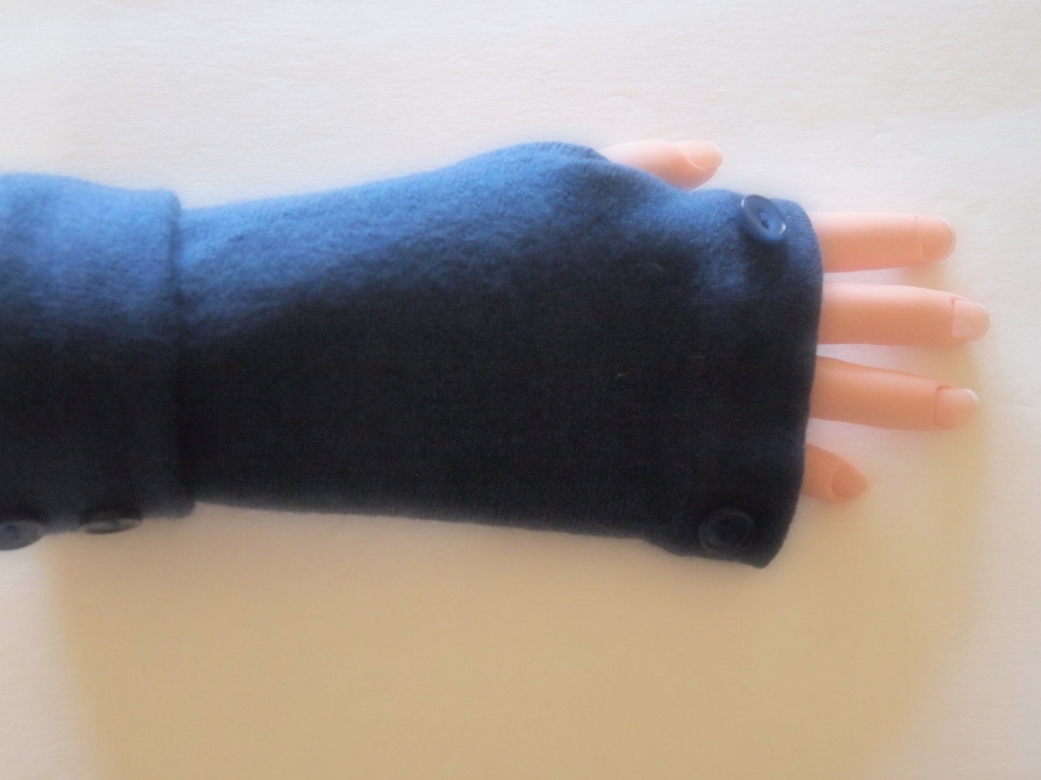 Fingerless Gloves Blue Merino Wool