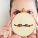 SALE Mustache decor - Embroidered hoop - Home decor - Rainbow - OOAK