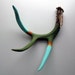 Aqua, Mustard, Orange & Green Double Chevron Painted Antler - Large