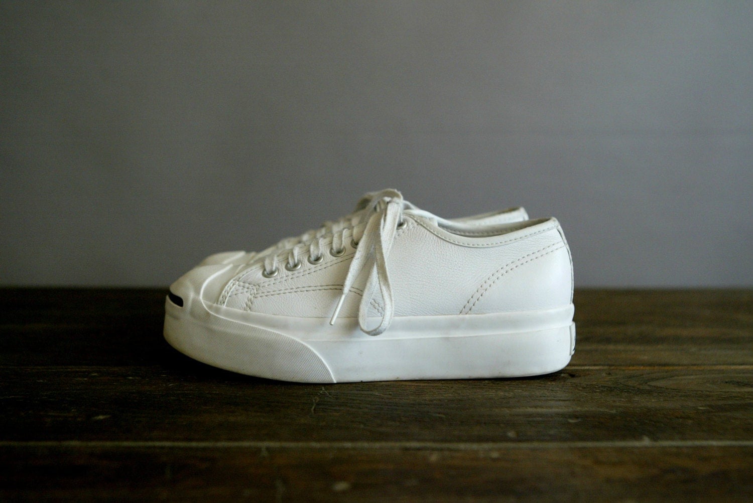 Vintage 90s White leather Jack Purcell Platform Converse Size