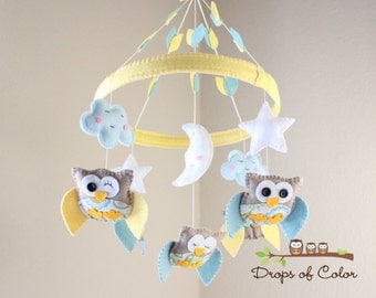 Baby Crib Mobile - Baby Mobile - Owl Mobile "Baby Owls in the Circle of Love" Mobile - Nursery Mobile (You can pick your colors)