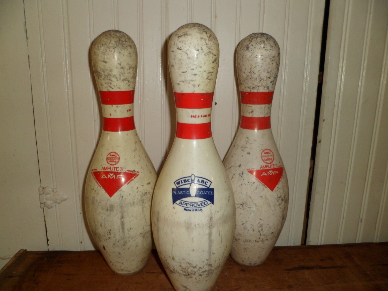 Three Vintage Bowling Pins Official AMF Amflite ll