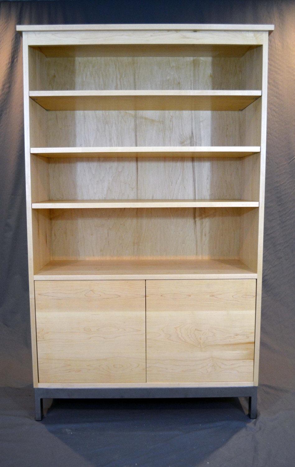 Solid Maple and steel bookcase