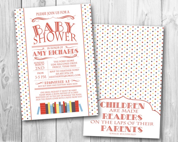 Book Themed Baby Shower Invitation Wording 6