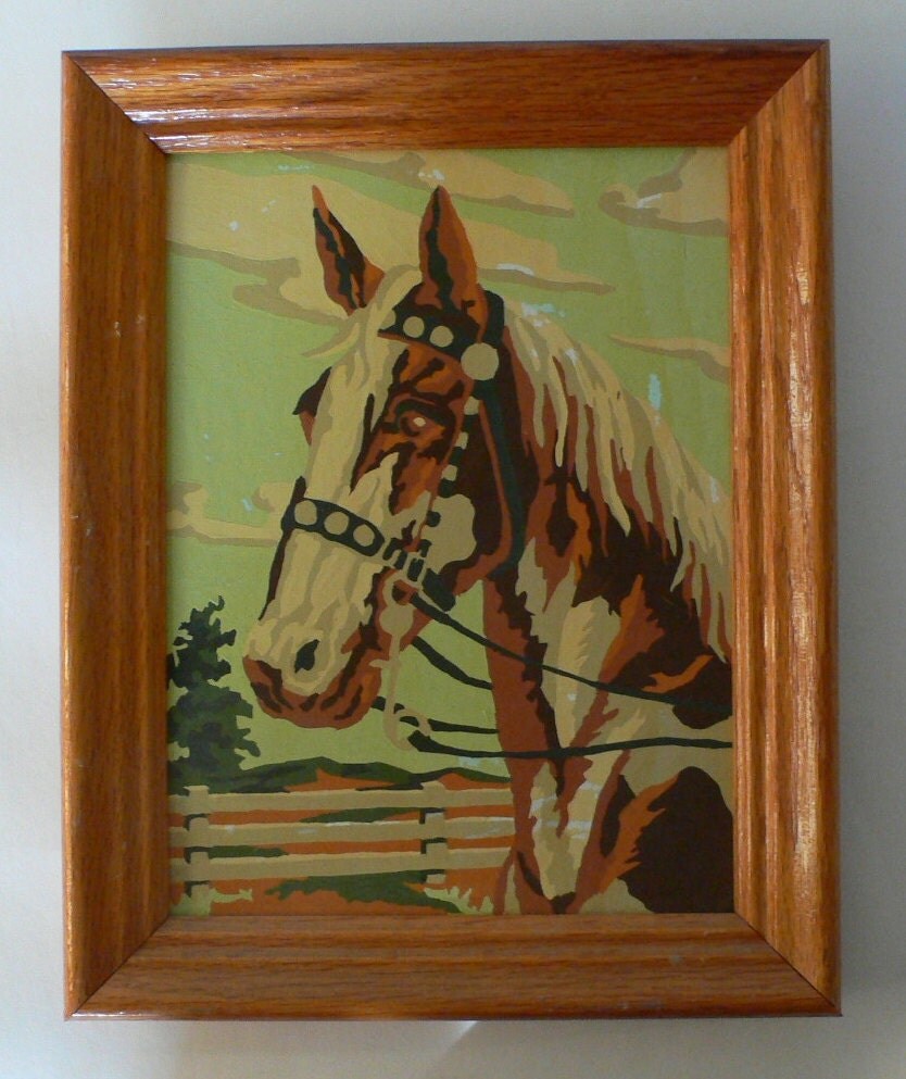 vintage paint by number horse's head framed from Diz has