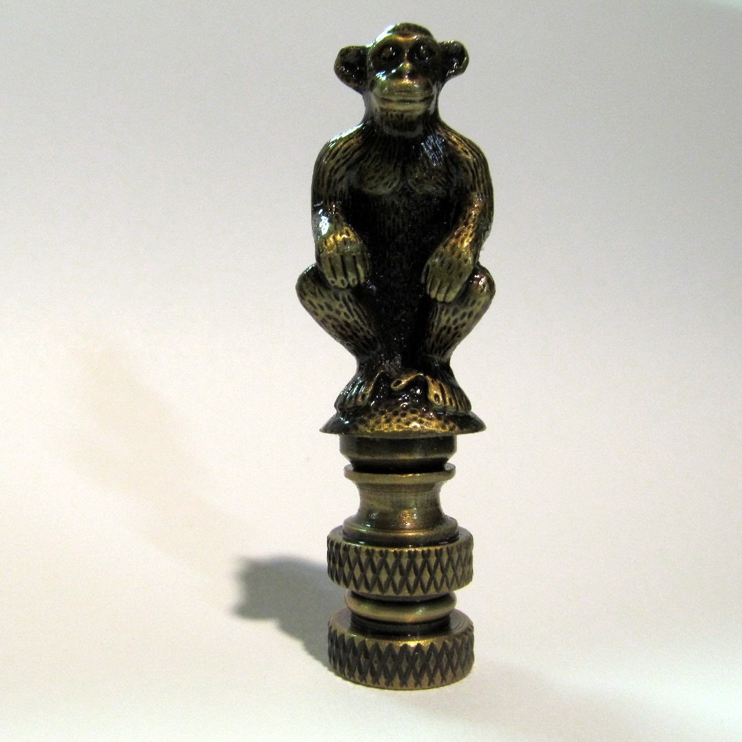LAMP Monkey finial/antique brass