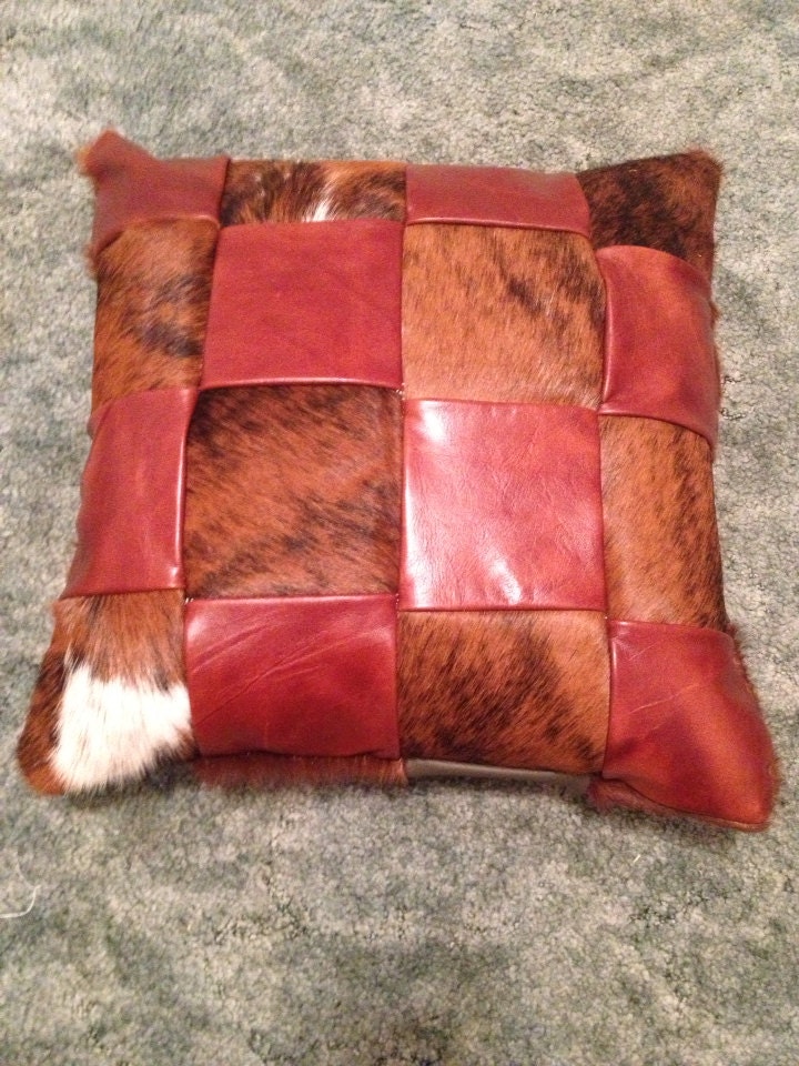 cowhide patchwork pillow