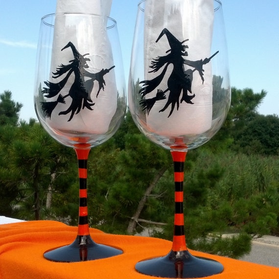 Witches Brew Halloween Hand Painted Wine Glasses   Il 570xN.492878237 J5vw 