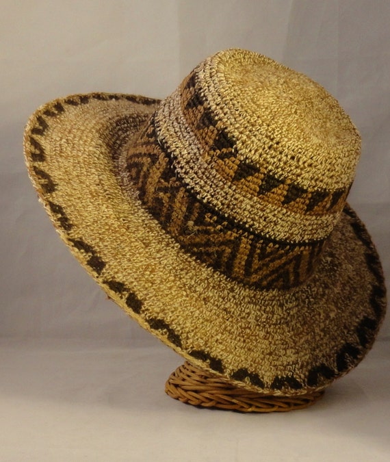 Ethnic Alpaca Wool Peruvian Fedora Hat Wide Brim Hand Woven