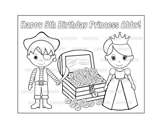 Personalized Printable Princess and Pirate Birthday Party