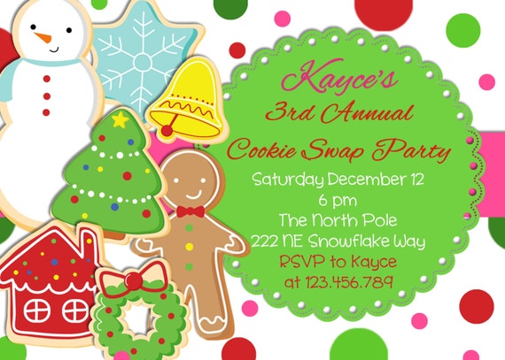 Cookie Swap Christmas Party Invitation Printable Design Il_570xn