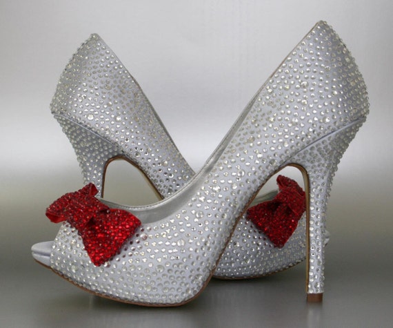 Items similar to Wedding Shoes -- Silver Rhinestone Covered Platform ...