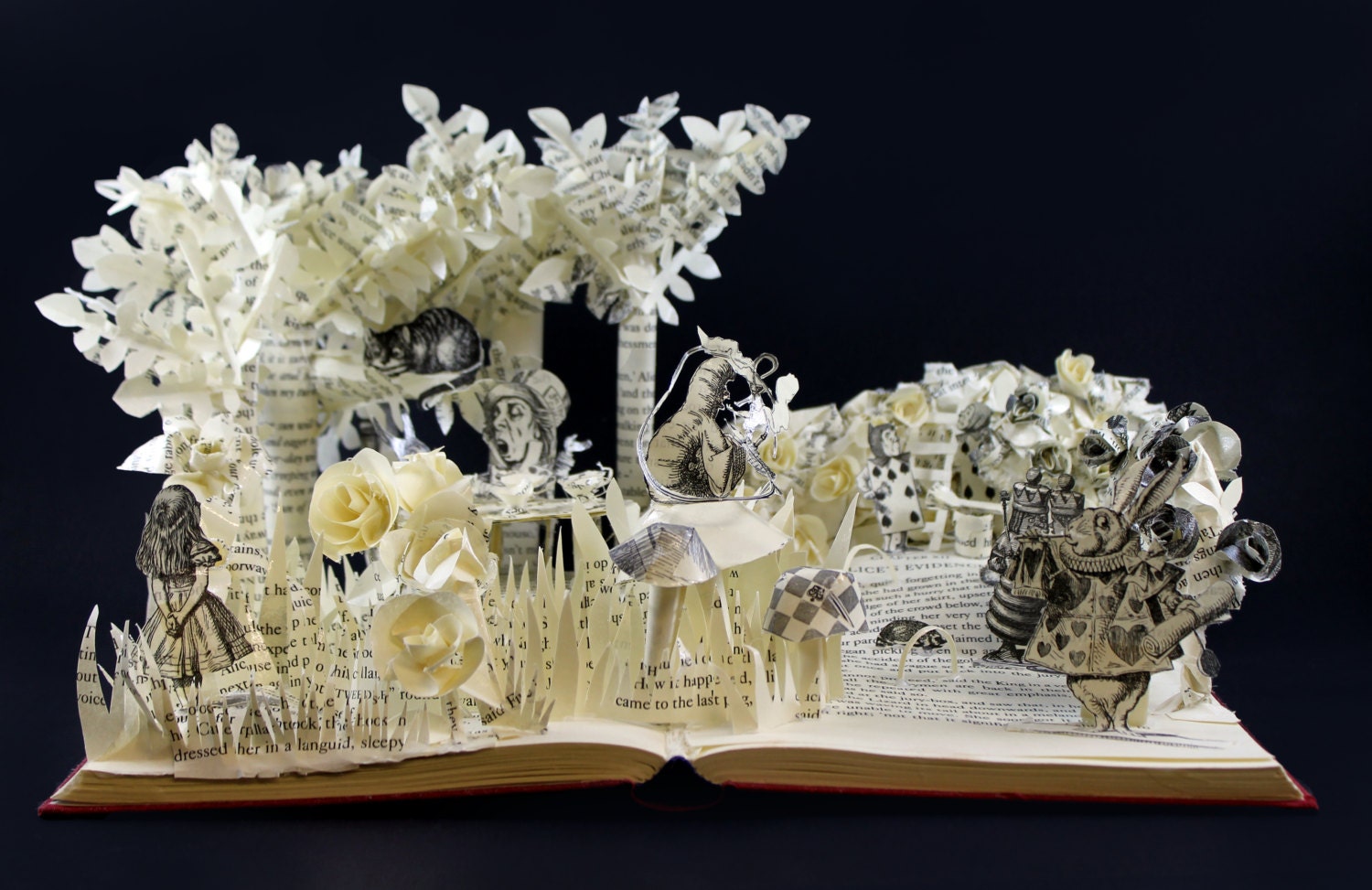 3D Alice in Wonderland Book Sculpture One of a Kind