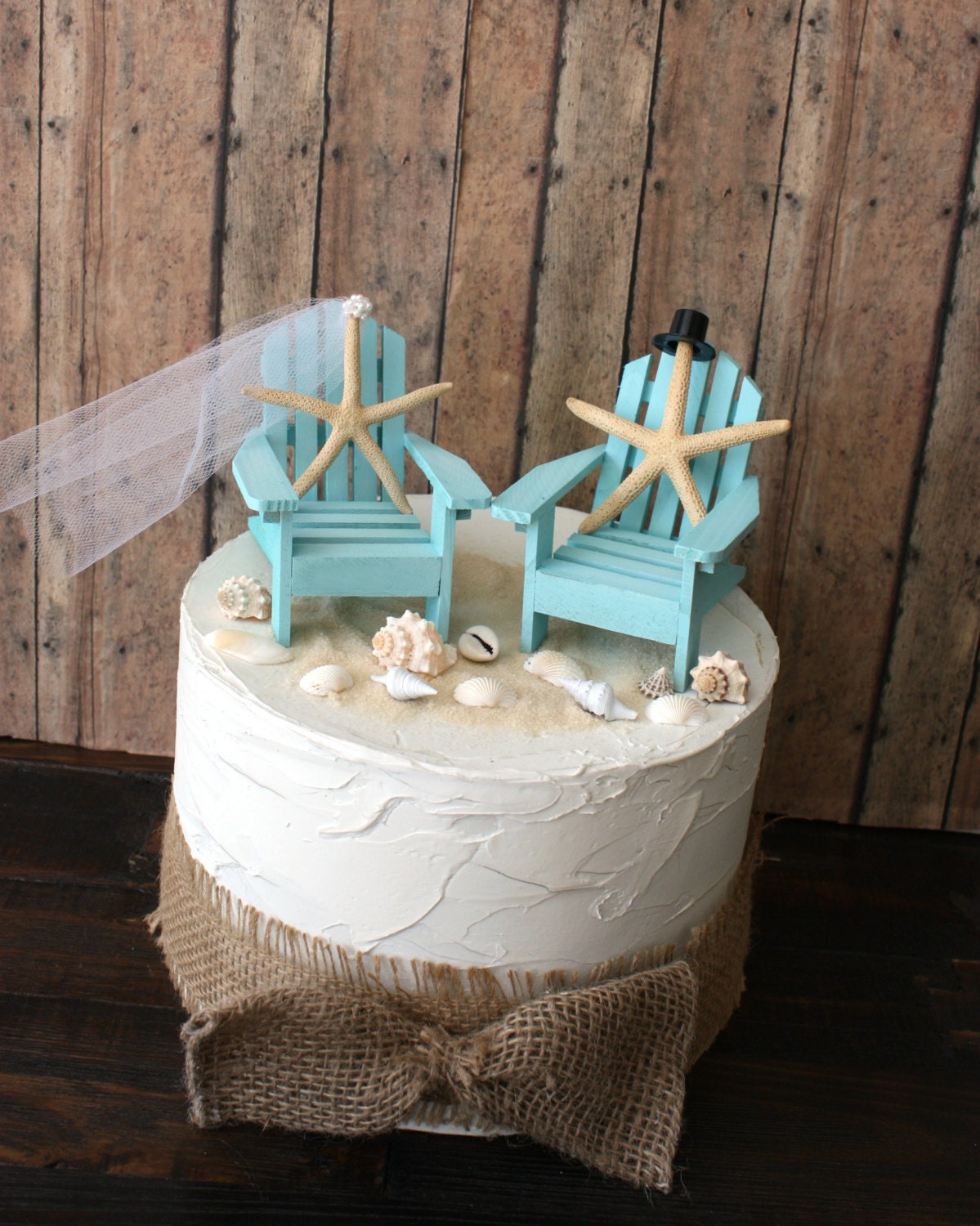 Something Blue Beach wedding cake topper-Miniature Adirondack