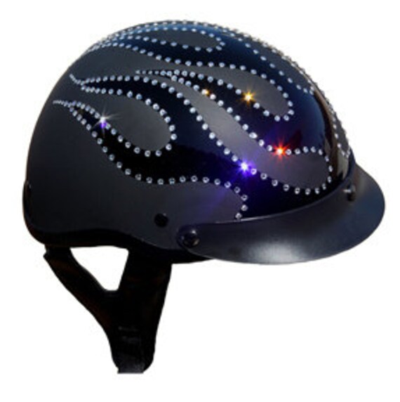 DOT Motorcycle Helmet w/ Swarovski Rhinestones by LeatherNDrift