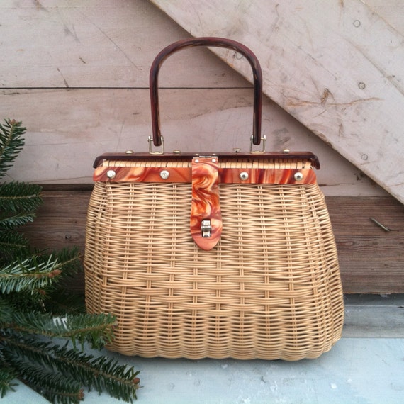 woven rattan purse