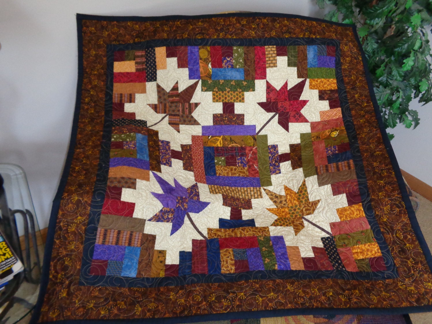 Maple Leaf Quilt Log Cabin Quilt Autumn at the Courthouse