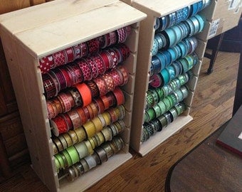 Ribbon rack organizer holds aprox 100 spools brushed white