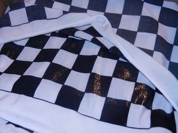 Black and White Checkered Metallic Fabric by the yard
