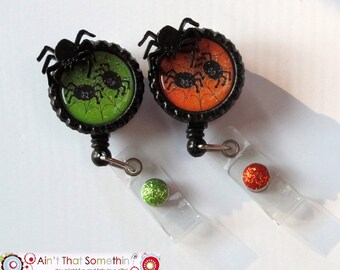 Itsy Bitsy Spider Halloween Badge Reel - Halloween Badge Reels - Holiday Badge Clips - Spider Badge Reels - Designer Badge Reels - Fun IDs
