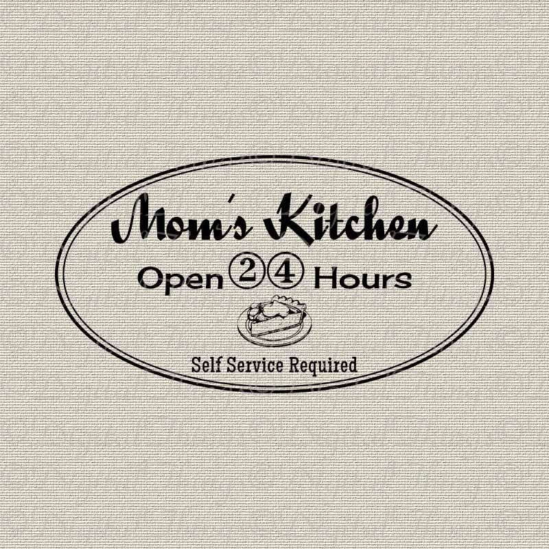 MOM's KITCHEN Open 24 Hours Kitchen Decor Art by DigitalThings