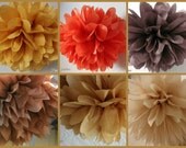 8 Tissue Paper Poms - Fall Wedding Decoration - Thanksgiving Decor - Autumn Wedding - Rustic Decor - Il_170x135