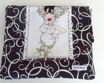 iPad Case - iPad Padded Case -Girly Girl - iPad Cover - iPad Sleeve - iPad Envelope Case - Black and White