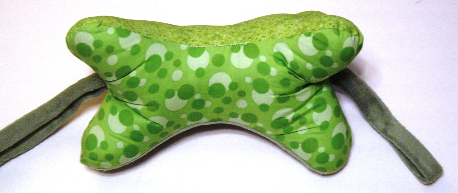 GREEN Dog Bone Shaped Neck Pillow in cotton prints