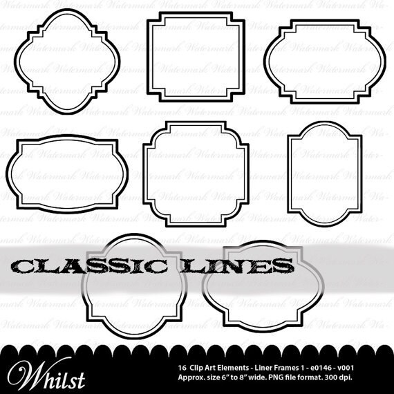 SALE Black digital frame clip art frame clipart, black scrapbook print your own : e0146 v001 Il_570xn