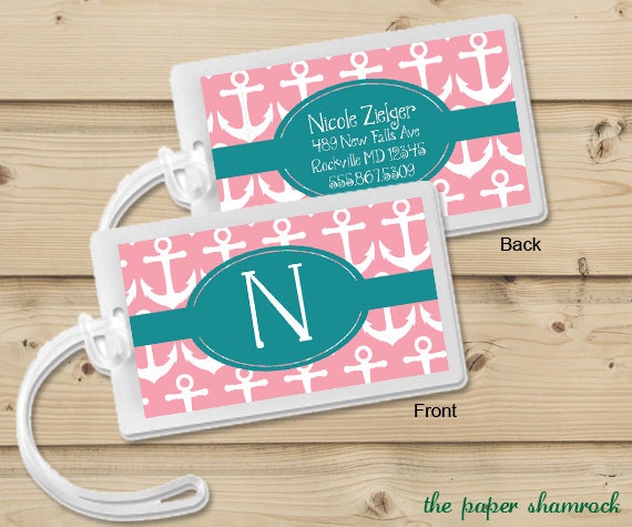 Anchors Luggage Tag, Bag Tag, Backpack Tag, ID Tags, Personalized, Custom Il_570xn