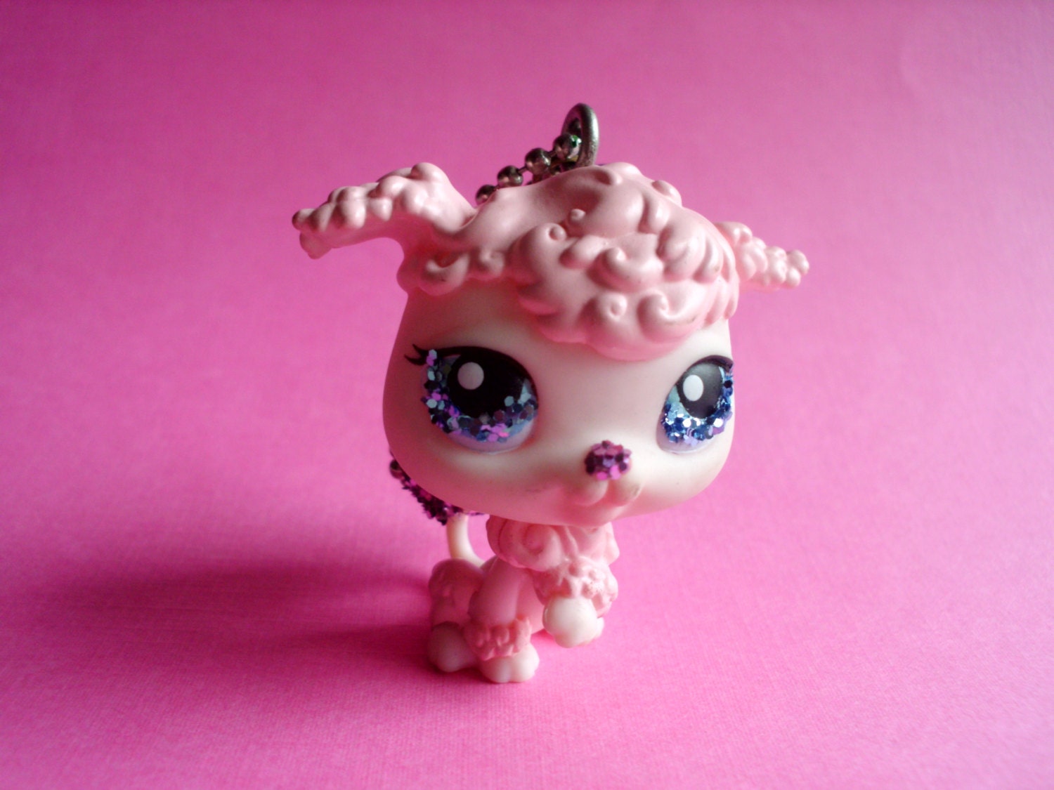 Littlest Pet Shop Pink Poodle Keychain Puppy Dog Jewelry Cute