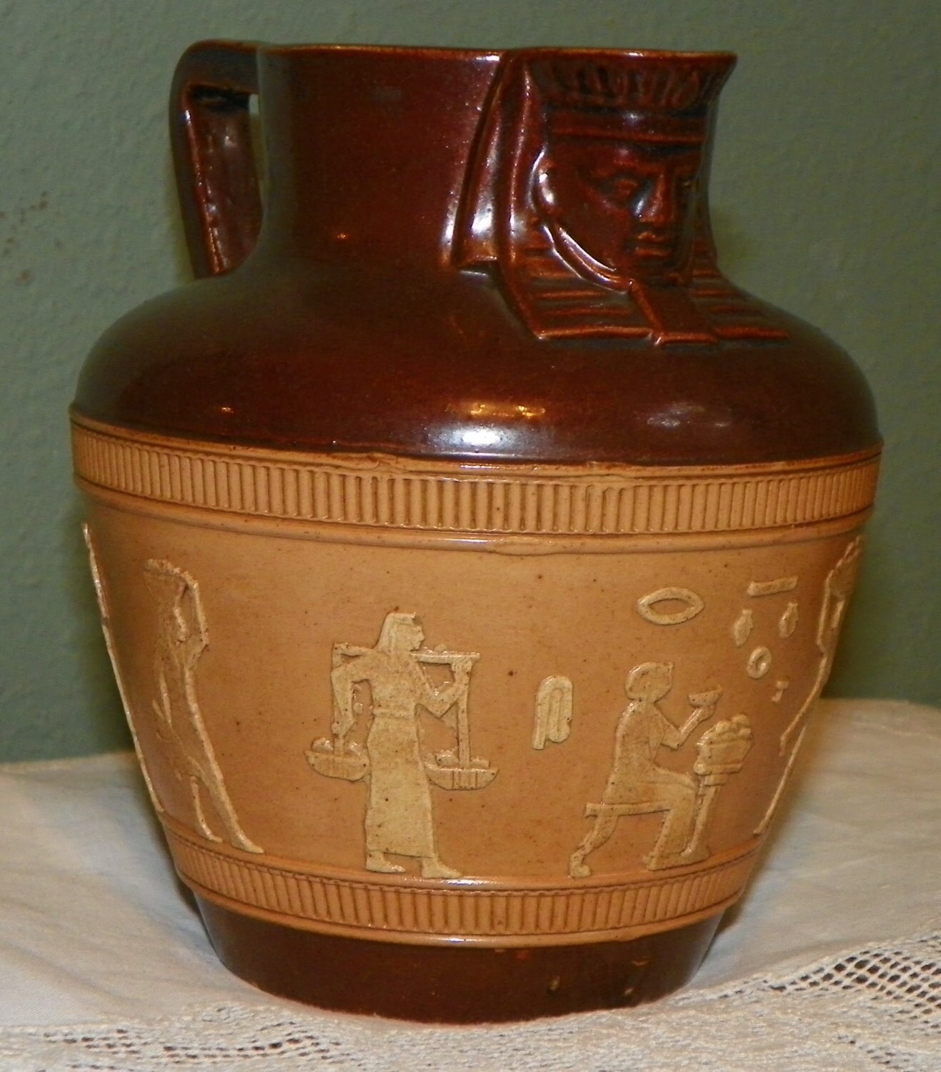 Antique Royal Doulton Lambeth Stoneware Jug Large Pitcher With
