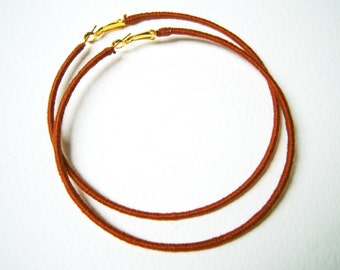 Thread Wrapped Hoops, Brown Hoop Earrings, Large Hoop Earrings, UK Sellers Only