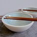 Porcelain Rice Bowl with Chopstick Holder, Celedon Glaze, Chopsticks Included
