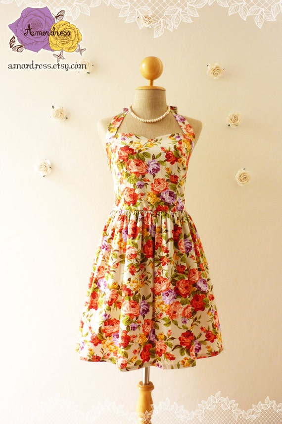 Sweet Floral Dress Light Powder Green Yellow by Amordress on Etsy