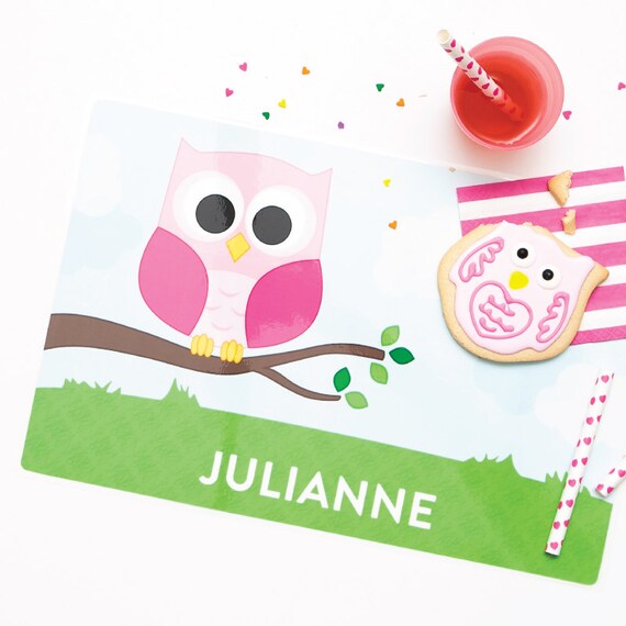 Personalized Placemat for Kids - Owl Placemat - laminated, double-sided Il_570xn