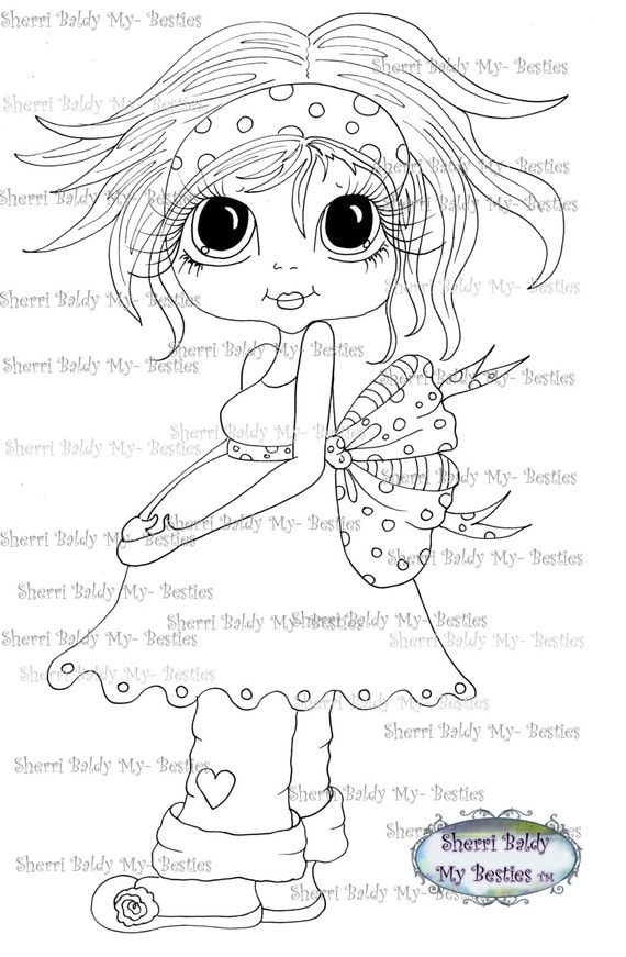 INSTANT DOWNLOAD Digital Digi Stamps Big Eyed  My Bestie Digi Stamp Besties Big Head Dolls Digi IMG898 By Sherri Baldy