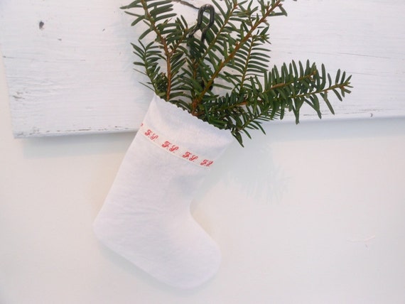 Small white stocking, nordic mini stocking,  french stocking